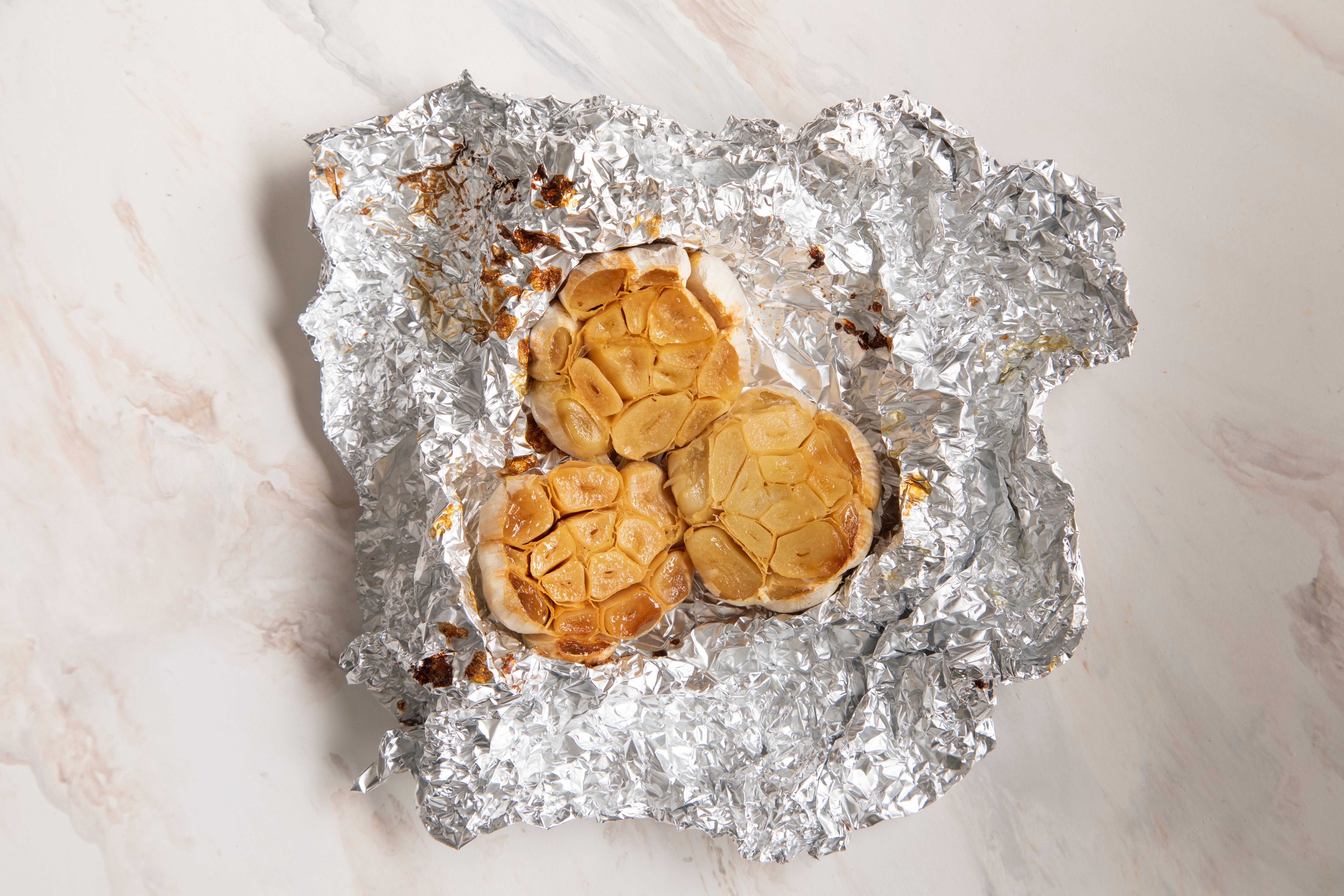 roasted garlic in tin foil