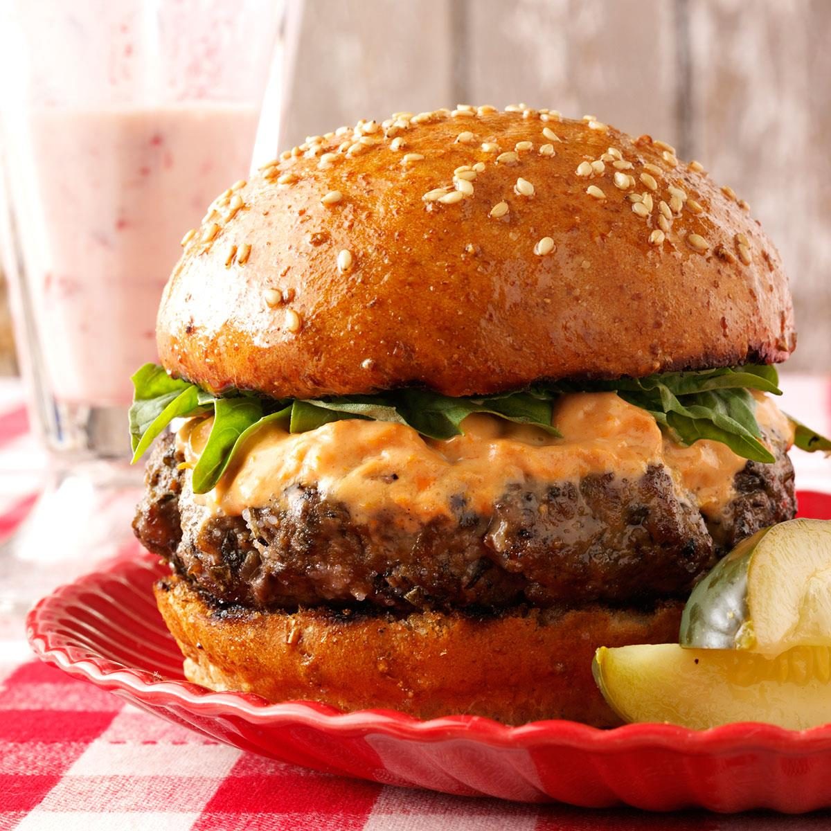 Basil Burgers with Sun-Dried Tomato Mayonnaise