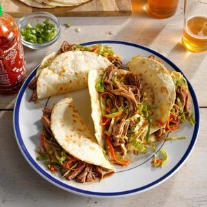 Korean pulled pork tacos