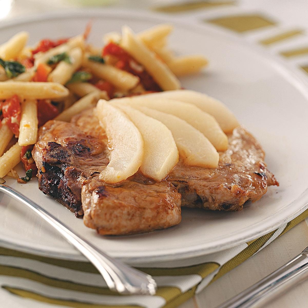 Pork Chops with Sliced Pears