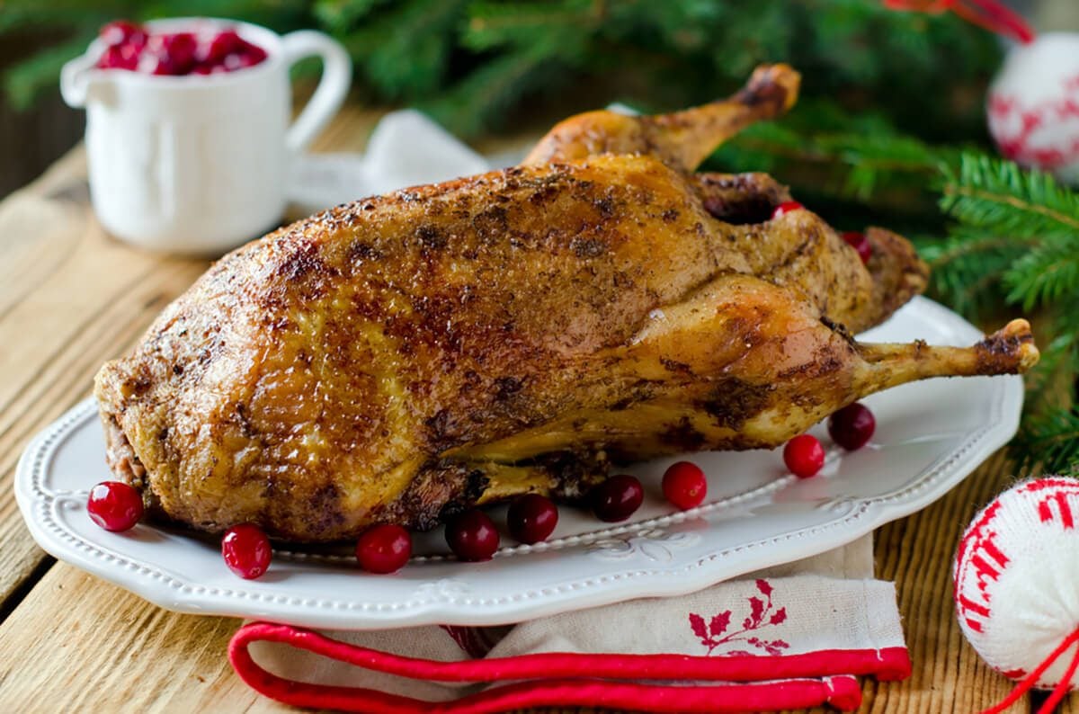 Christmas duck with cranberries