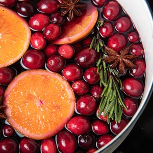 Making Cranberry Sauce with Oranges, Star Anise, and Rosemary