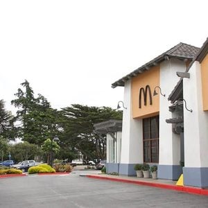 Outside of a Mc Donalds