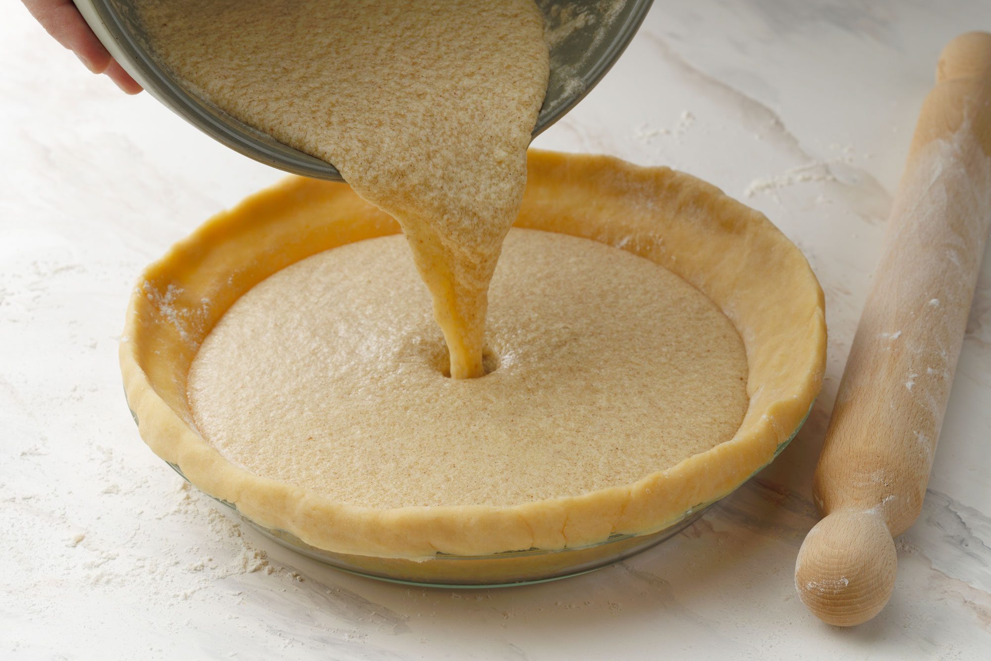 Pour filling in the crust