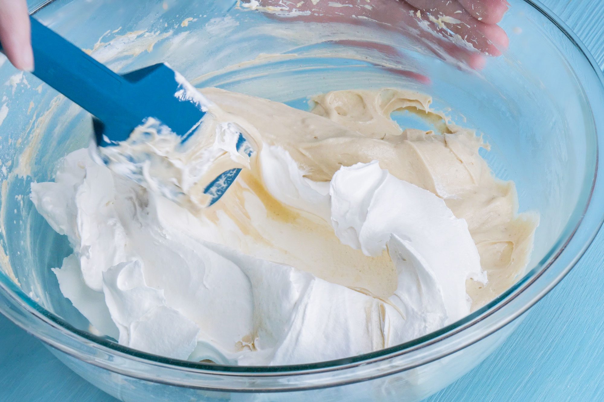 Beat the mixture until fluffy and add peanut butter and sugar