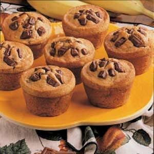 Fudgy Banana Muffins
