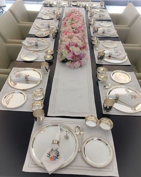 tablescape with vintage napkins