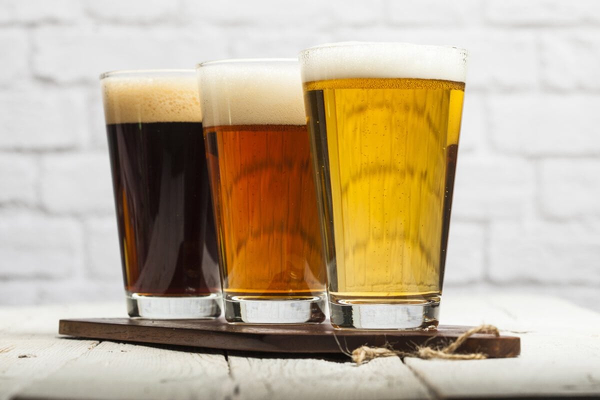 Assorted Beers in a Flight Ready for Tasting