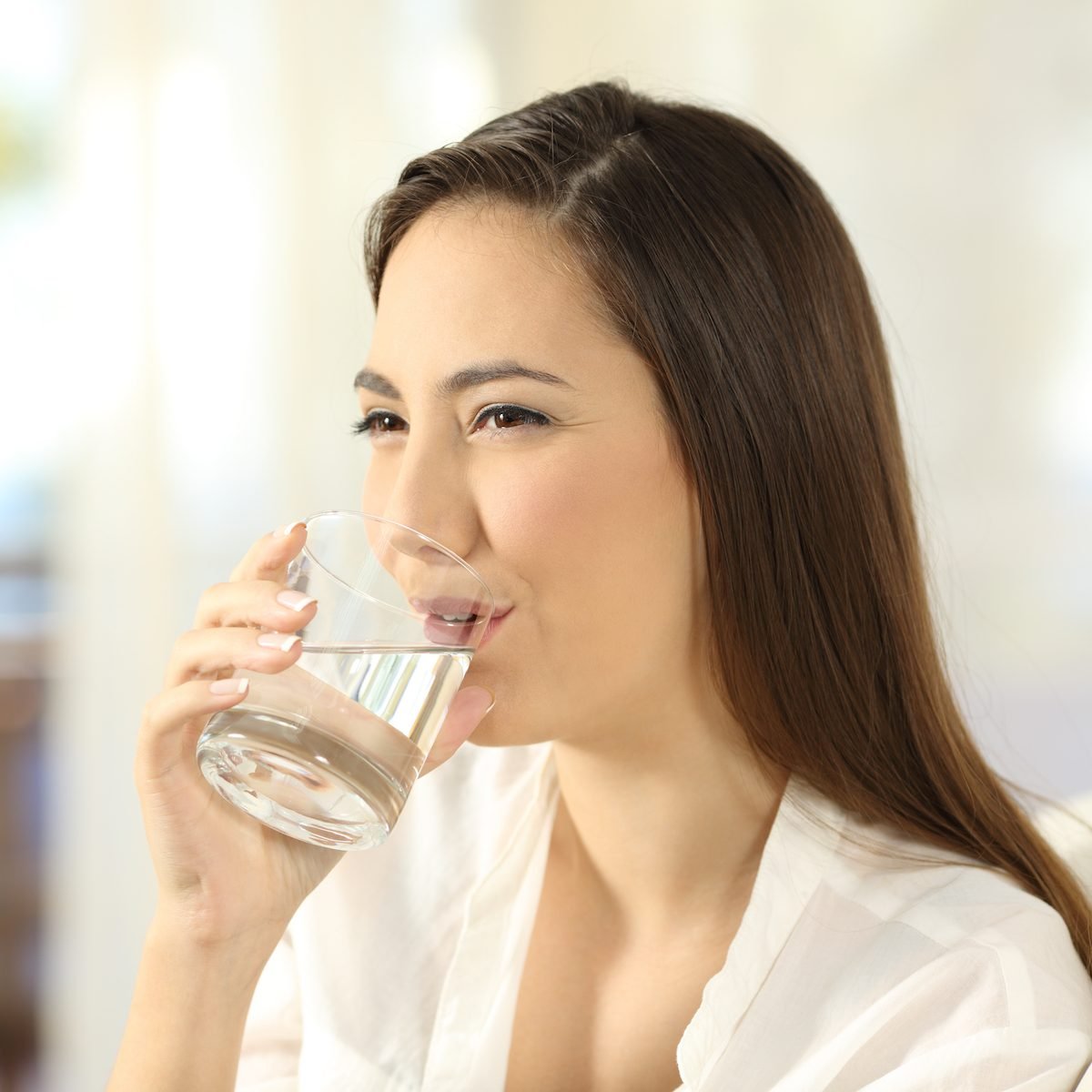 woman drinking water