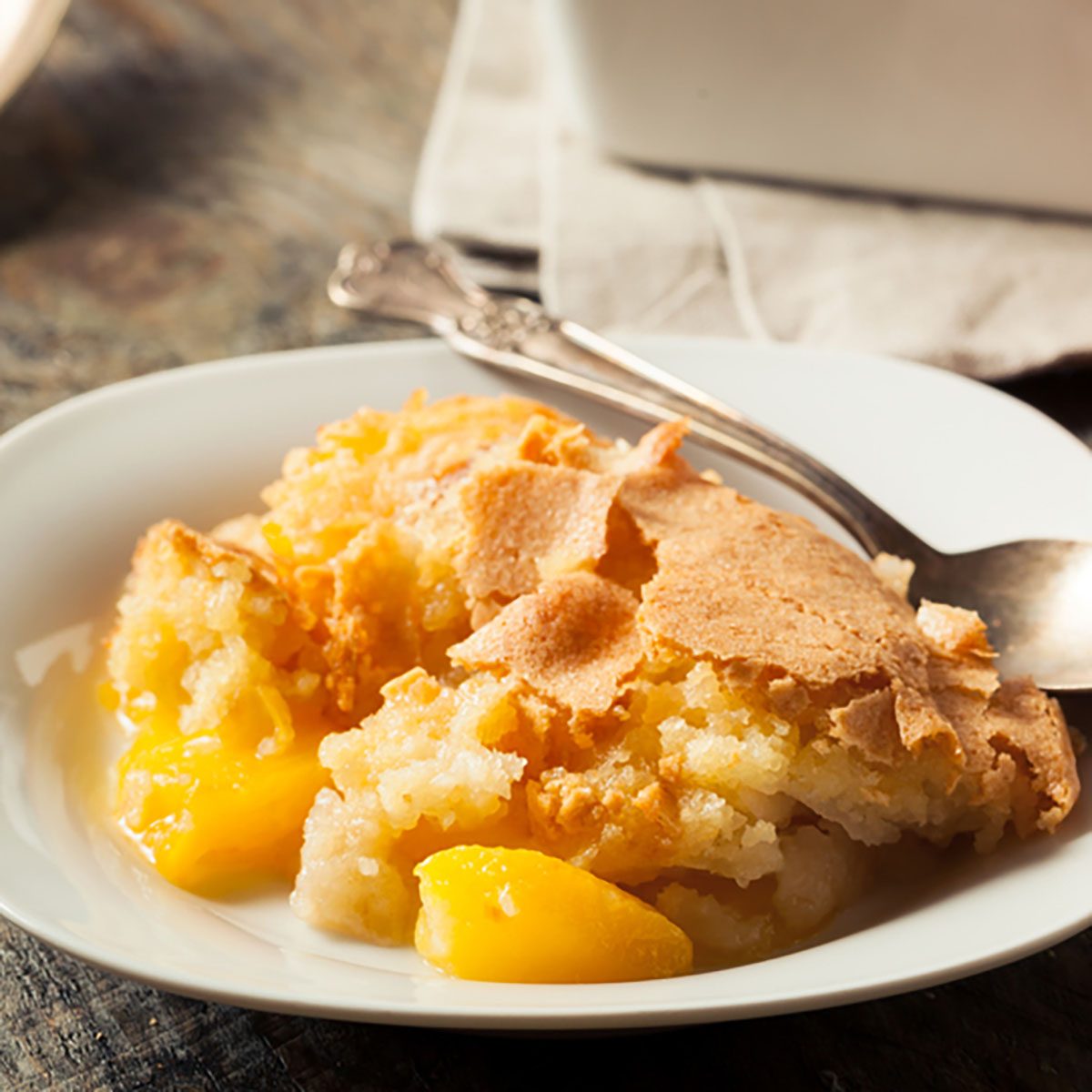 Delicious Homemade Peach Cobbler with a Pastry Crust;