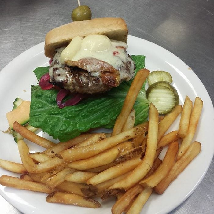 burger at the Bluebird Diner in Iowa