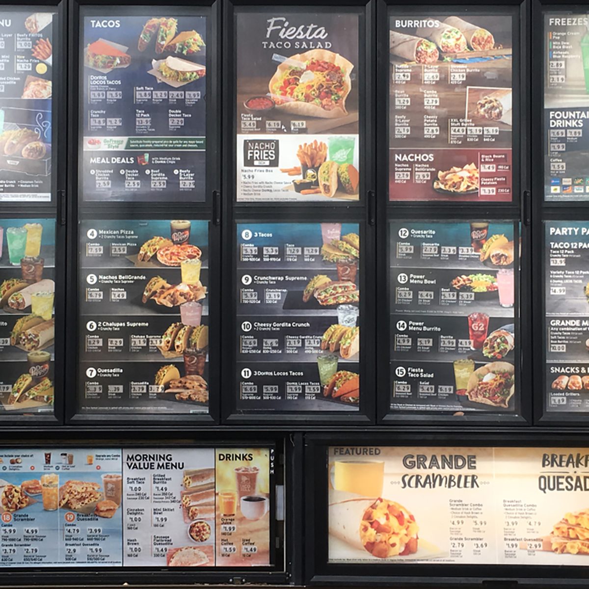 Taco Bell drive thru order menu Saint Augustine , Florida USA.