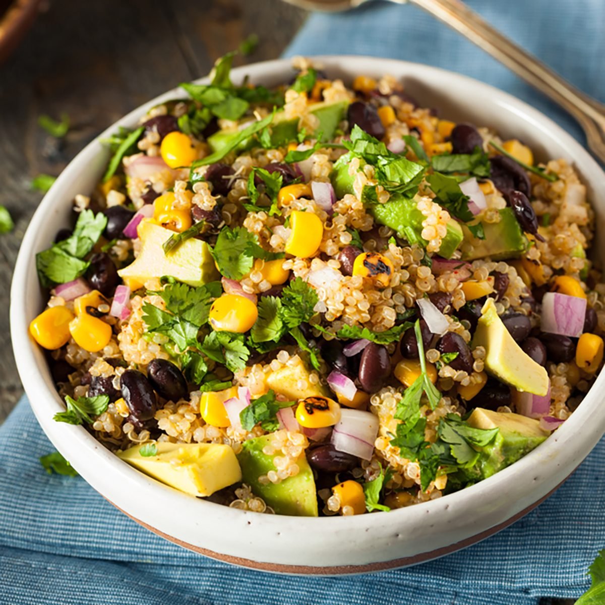 Homemade Southwestern Mexican Quinoa Salad with Beans Corn and Cilantro