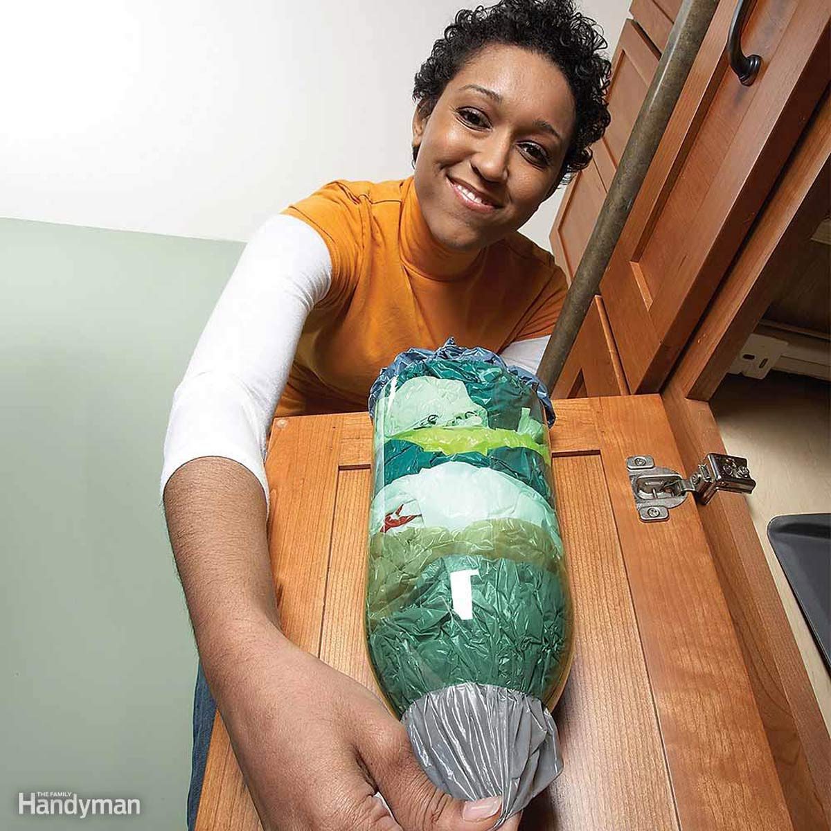 woman with disposable bags