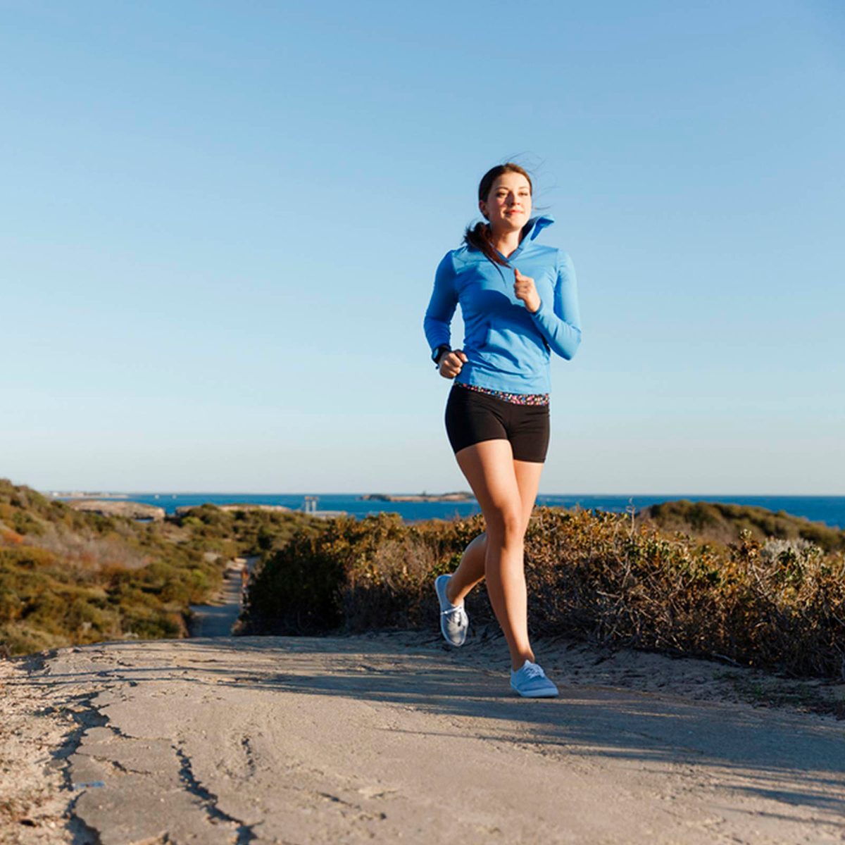 Woman running outside