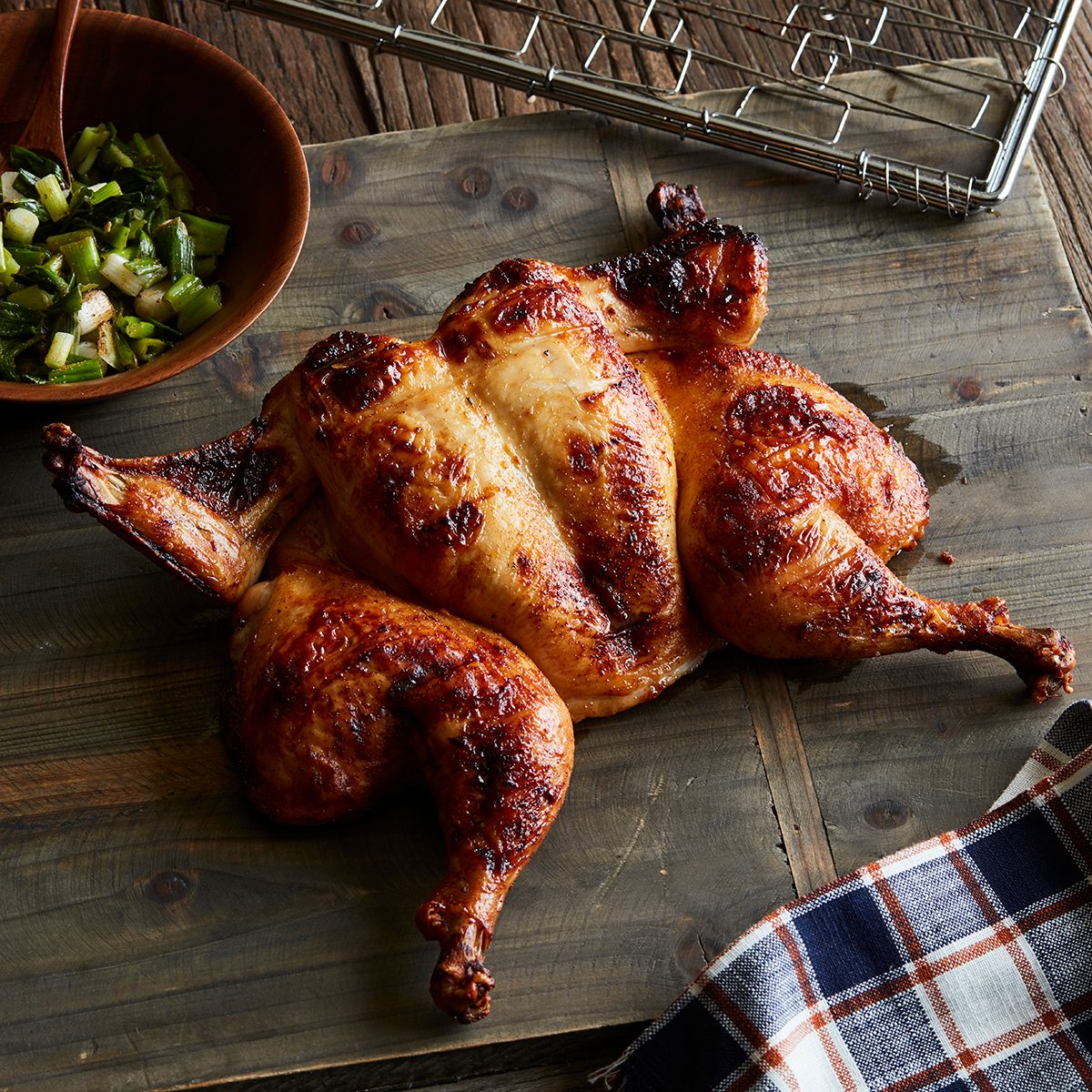 Roger Mooking’s Pineapple-Rum Brushed Basket Chicken.