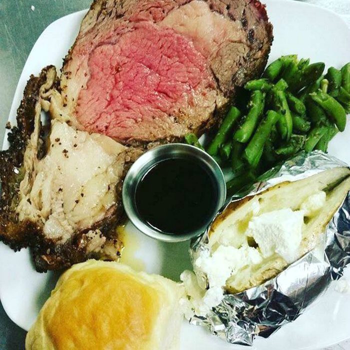 Steak and sides together on a plate