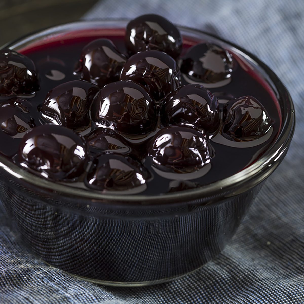 Fancy Dark Maraschino Cocktail Cherries in a Bowl