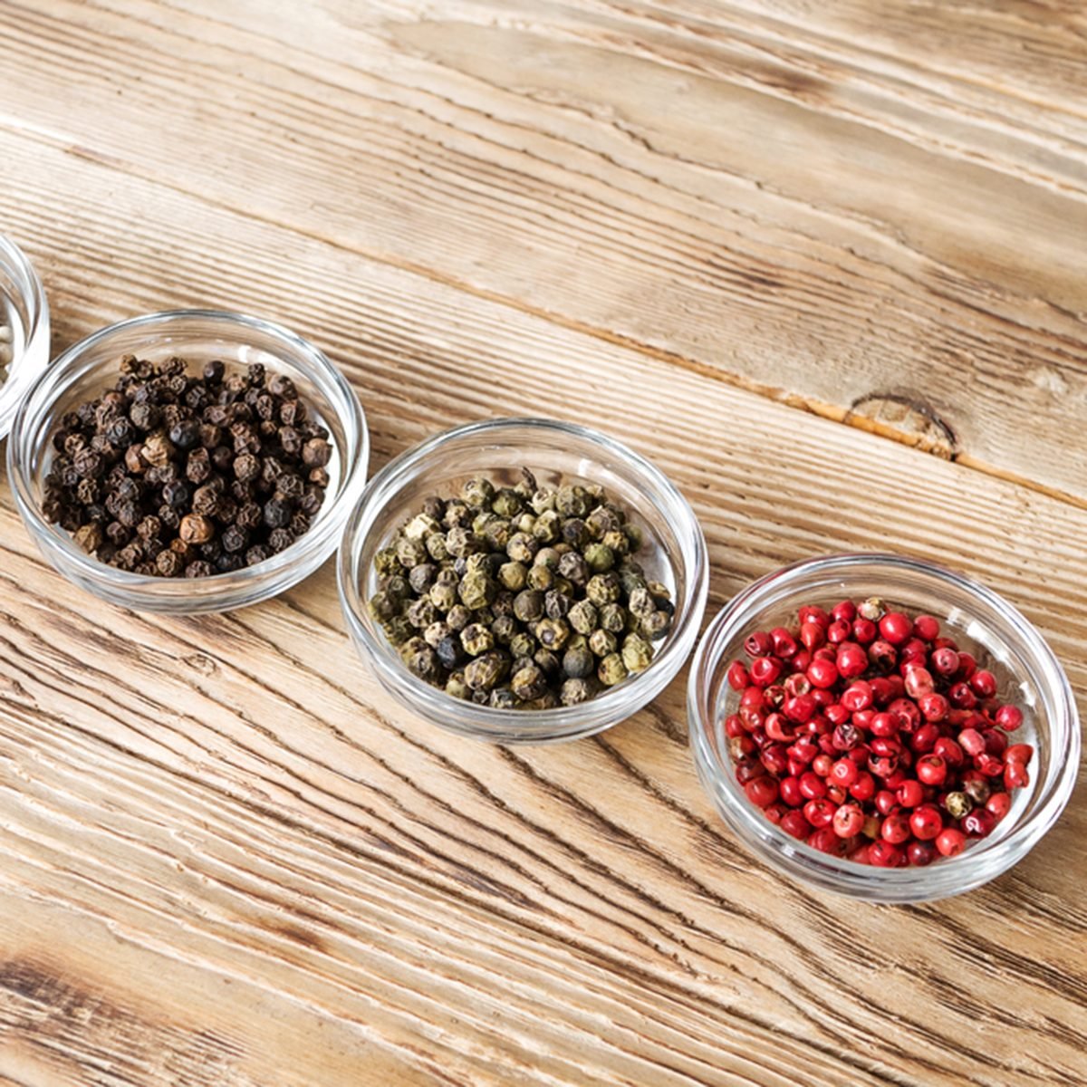 Different kinds of peppercorns.