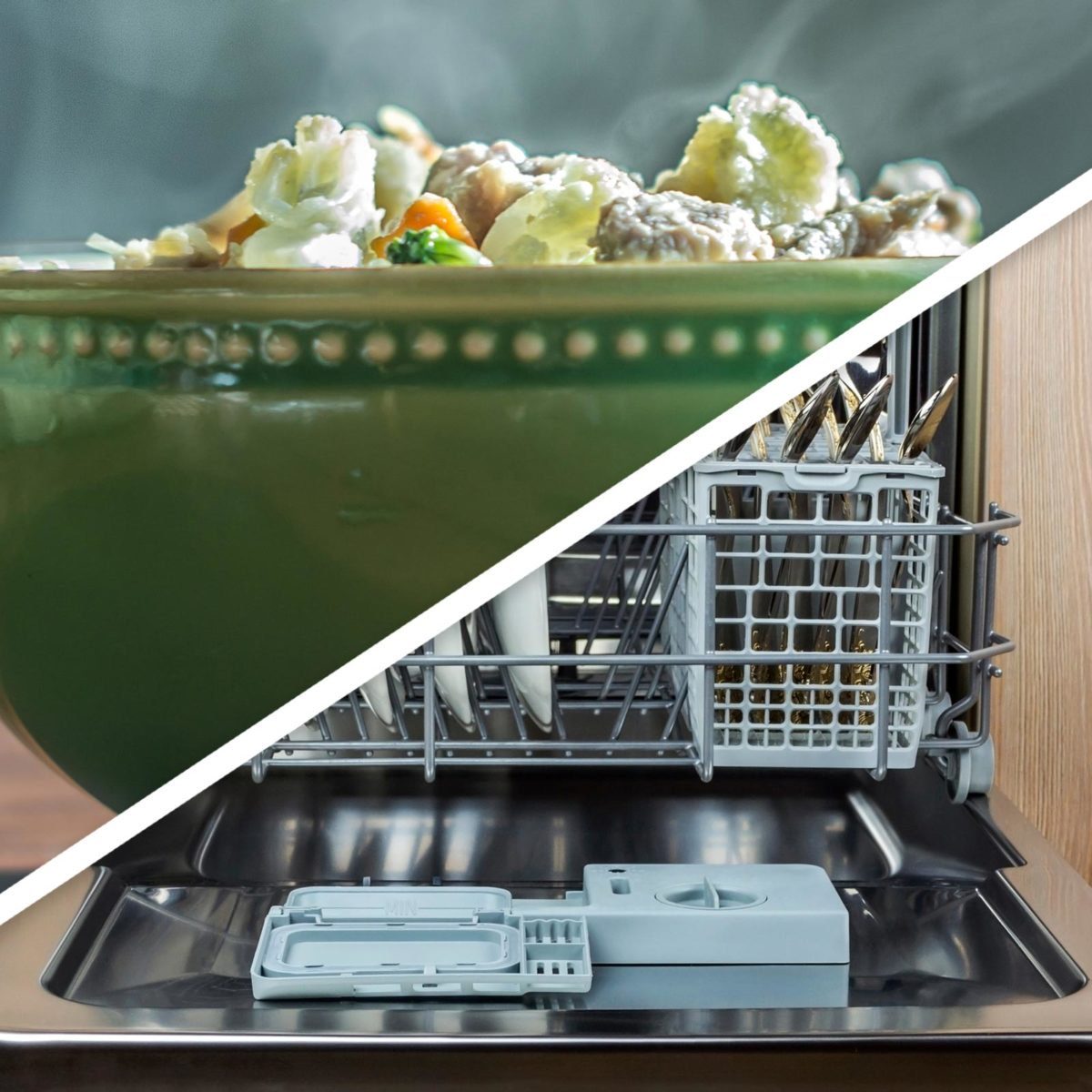 Steamed veggies and dishwasher