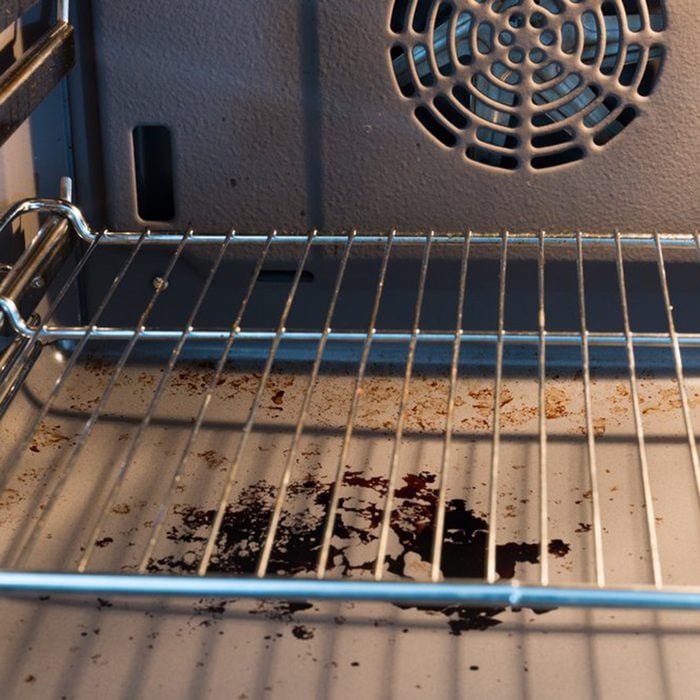 Food mess on oven floor