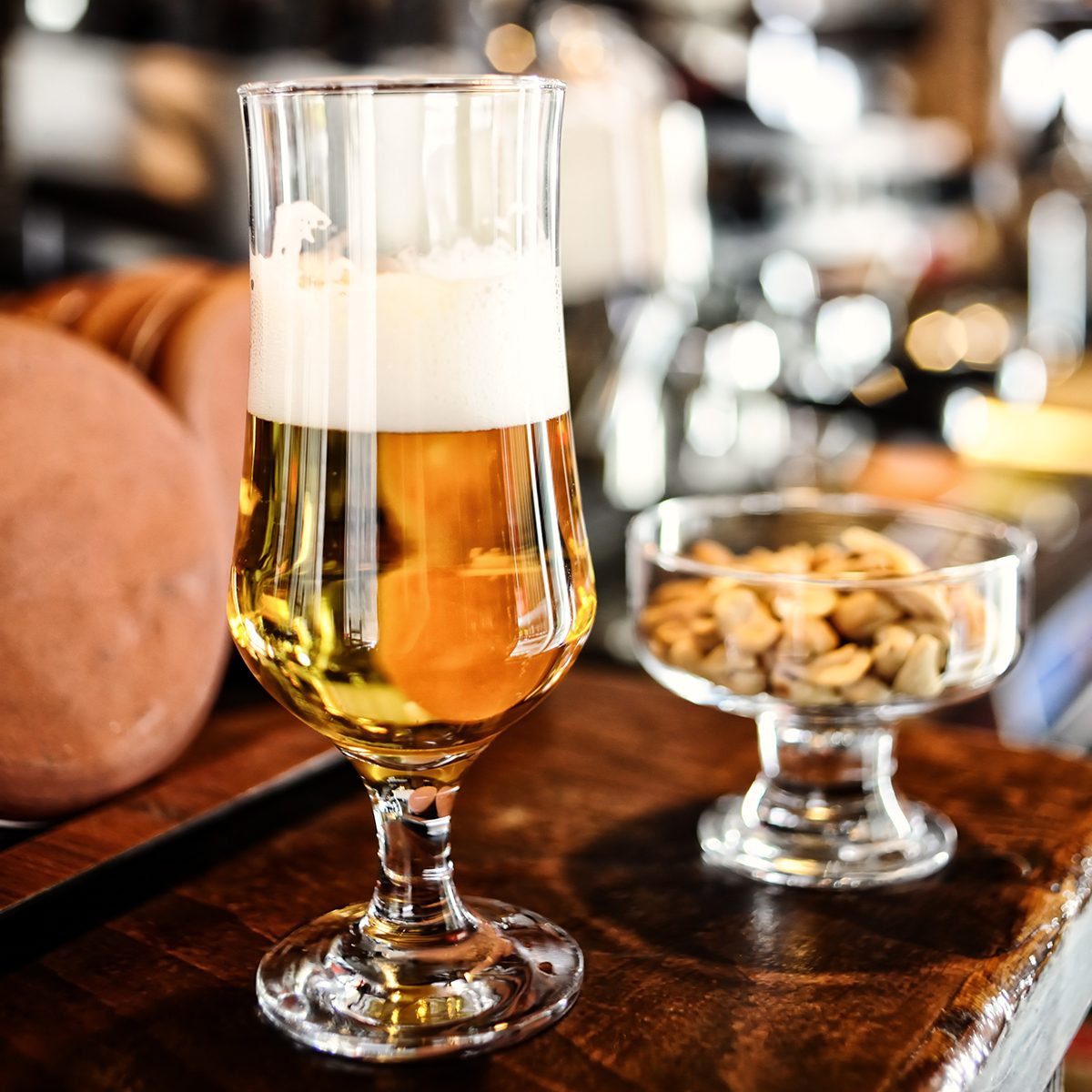 Glass Of Beer On The Bar Counter