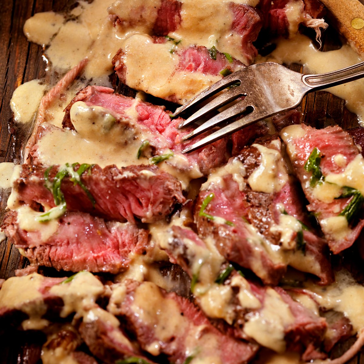 Bacon Wrapped Steak Fillets With A Cream Peppercorn Sauce