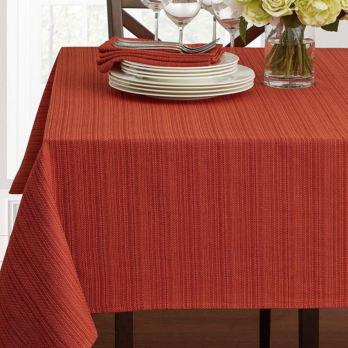 Textured Fabric Tablecloth, Bison, 60