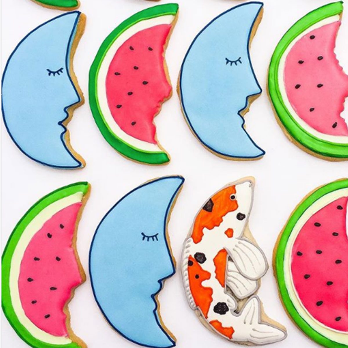Watermelon and moon cookies