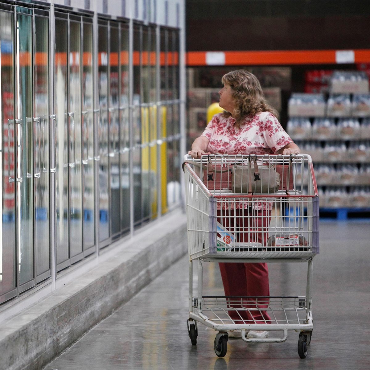 Shopper in Costco freezer section