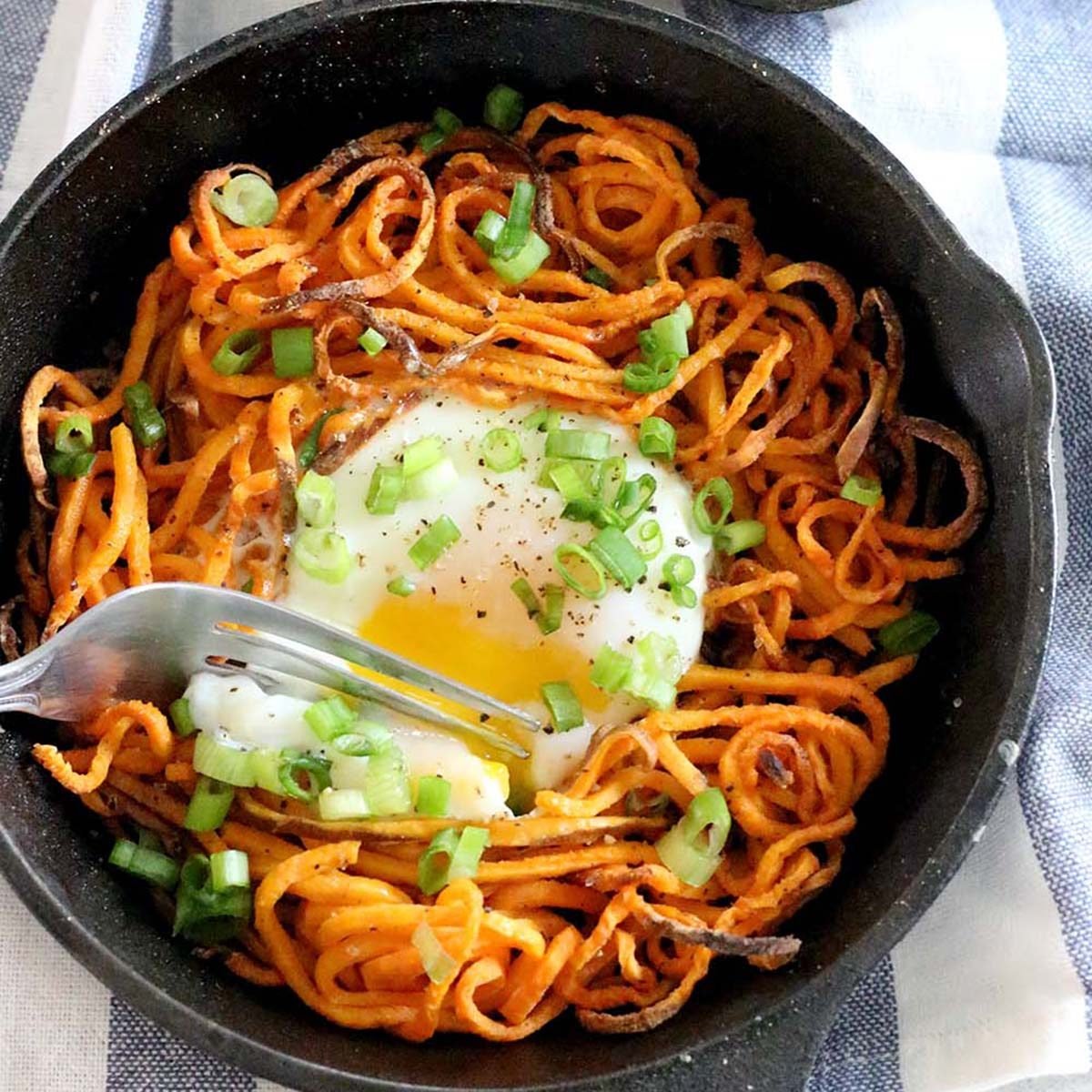 TWO-INGREDIENT BAKED EGG AND SWEET POTATO NESTS