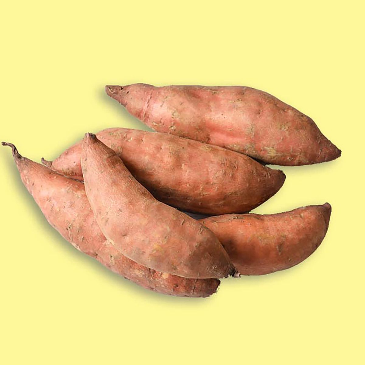 Sweet potatoes on light background