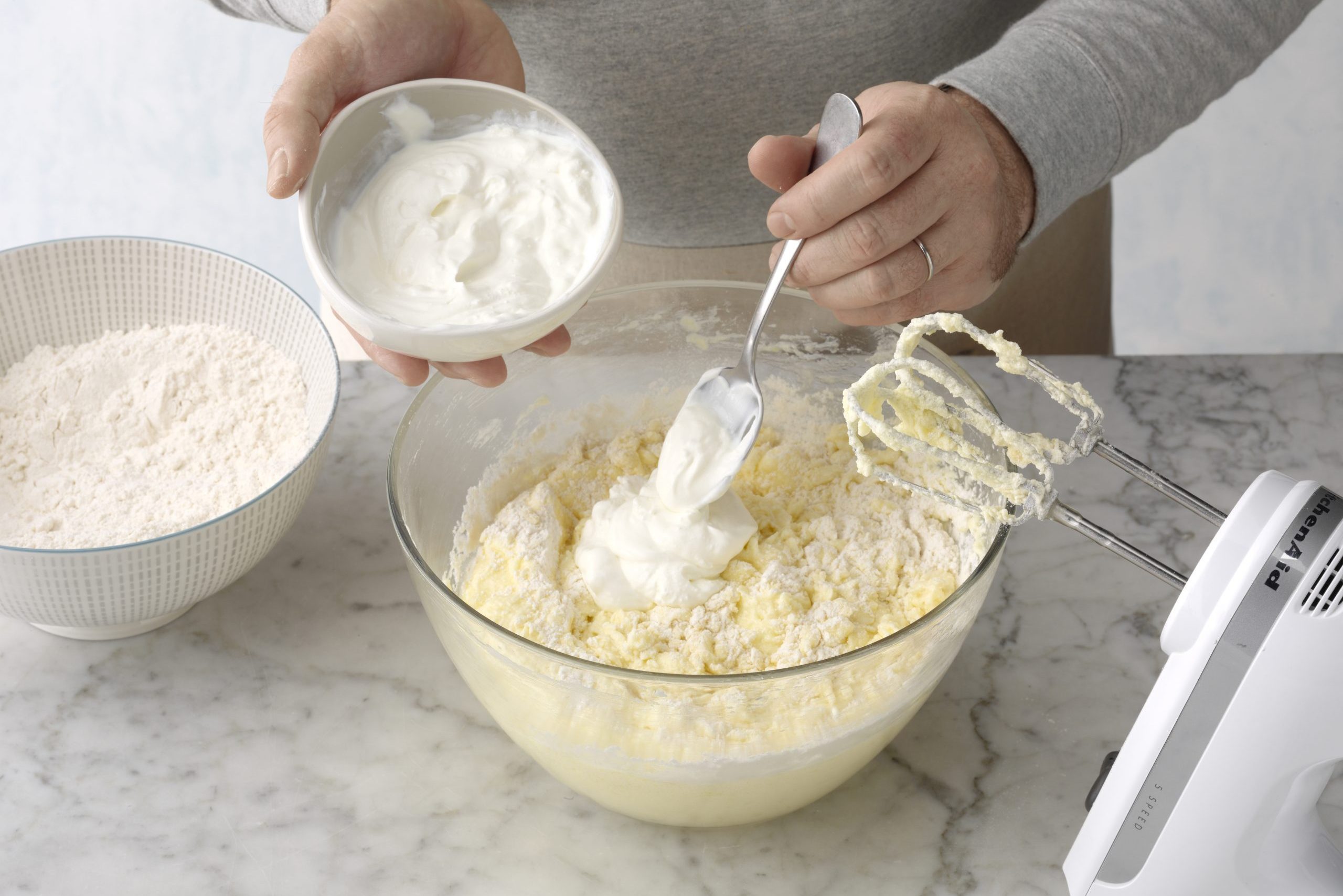 Lemon Bundt cake ingredients mixture