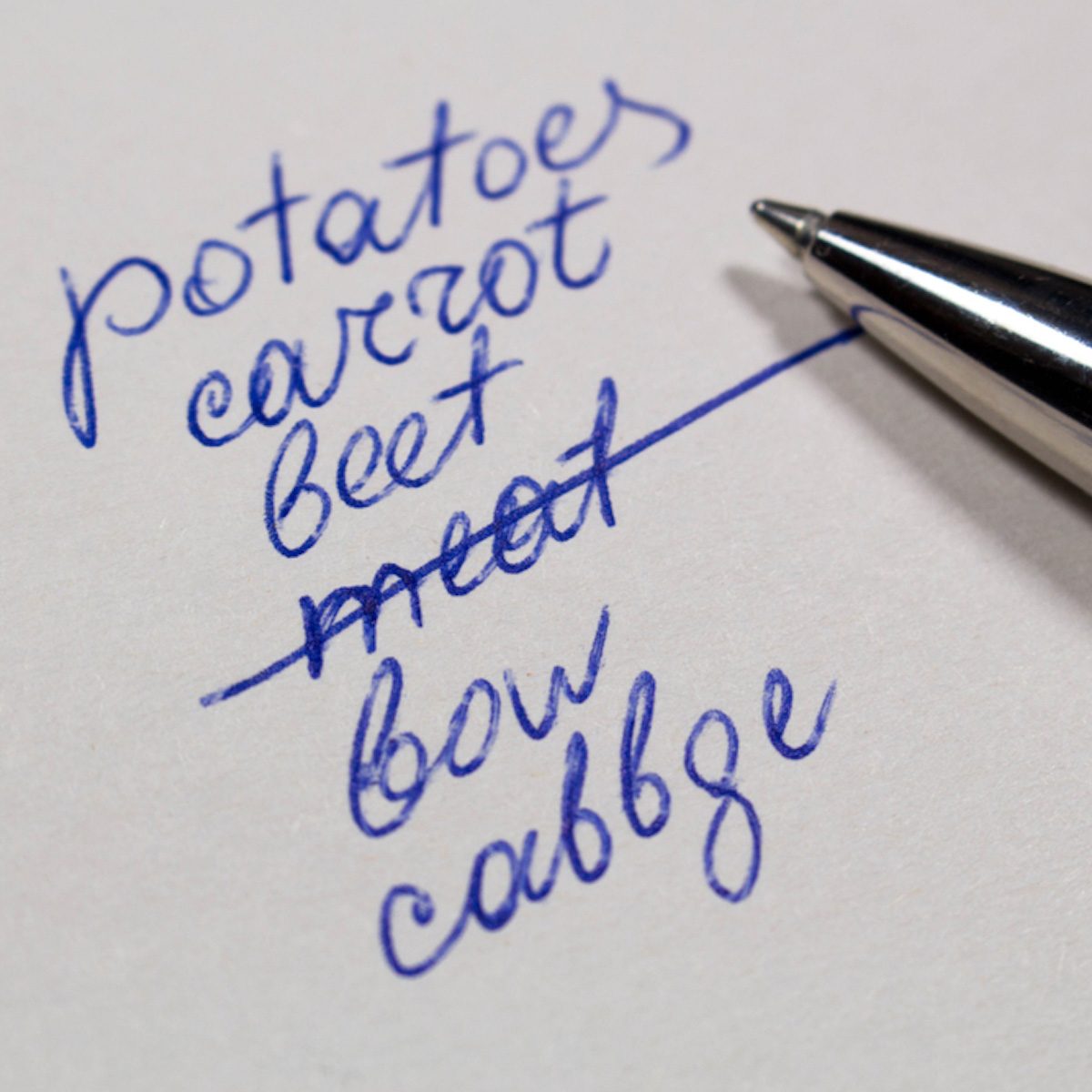 List of products and pen