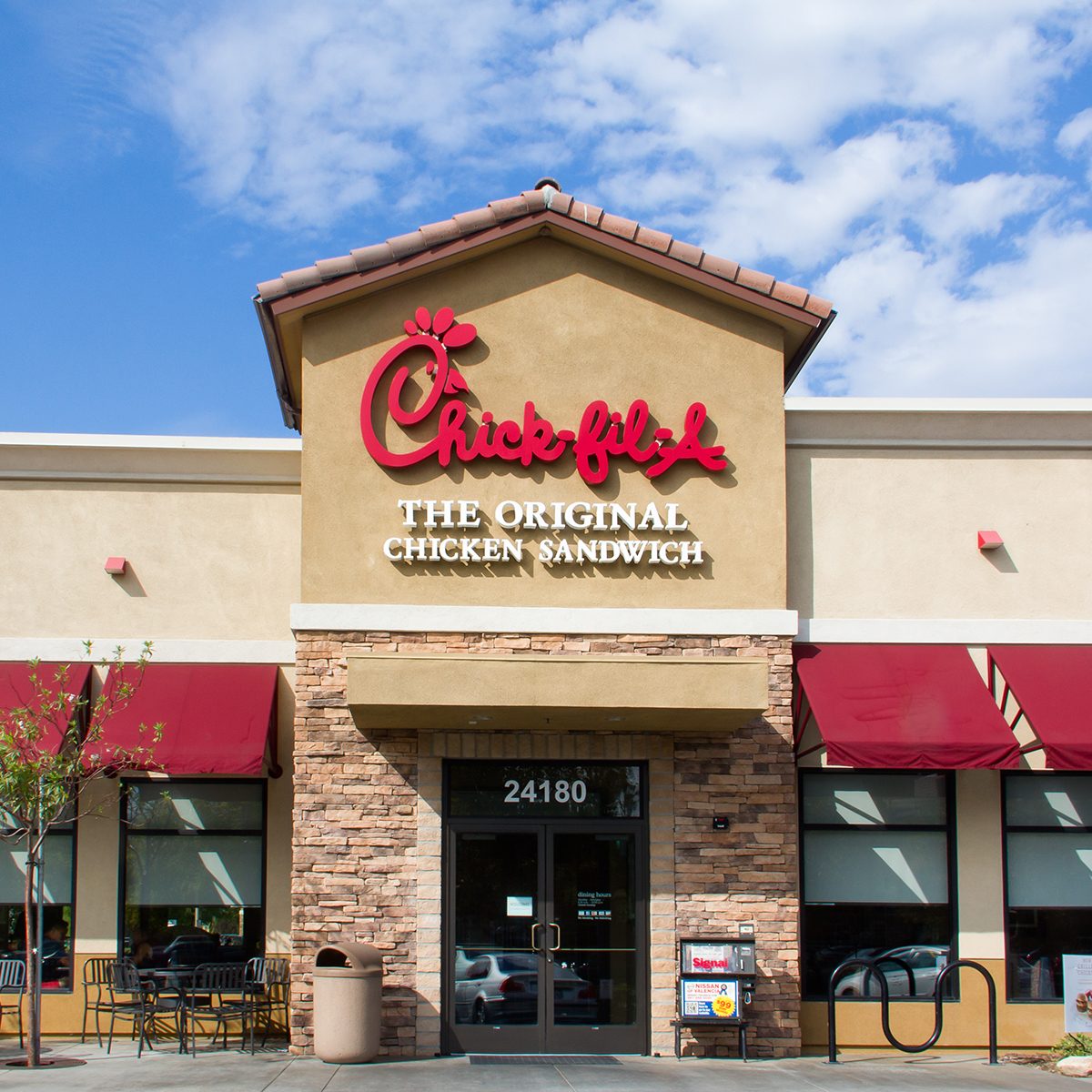 Chick-fil-A restaurant exterior.