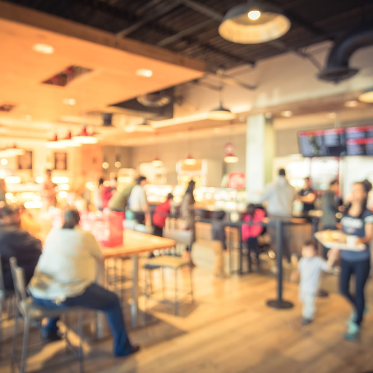 Blur modern hipster open coffee shop, self-serve bakeries in USA.