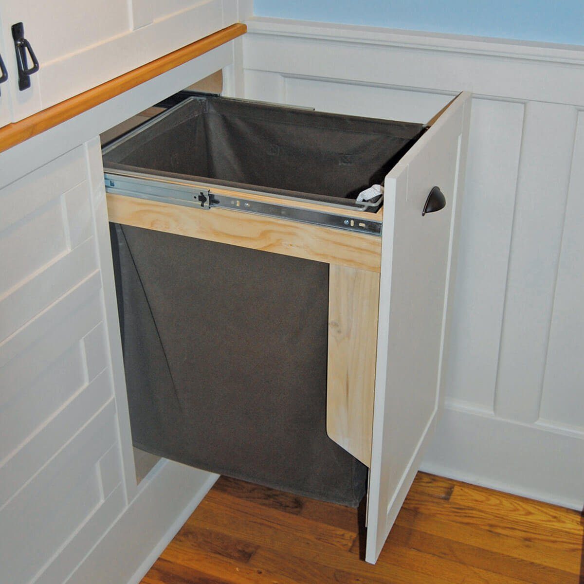 Slide out laundry hamper