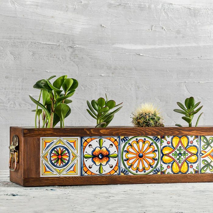 Tiled Wood Planter