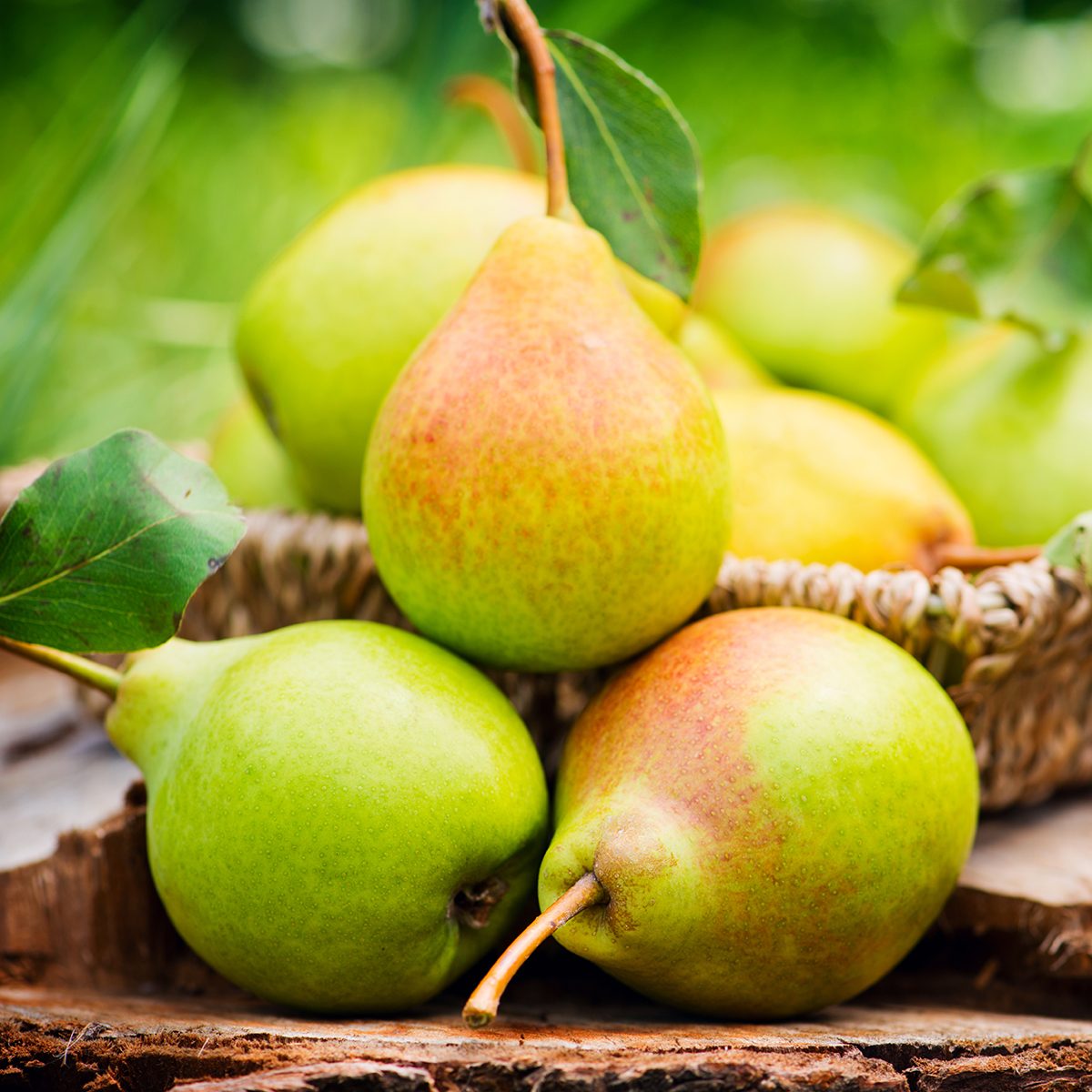 Healthy Organic Pears in the Basket.