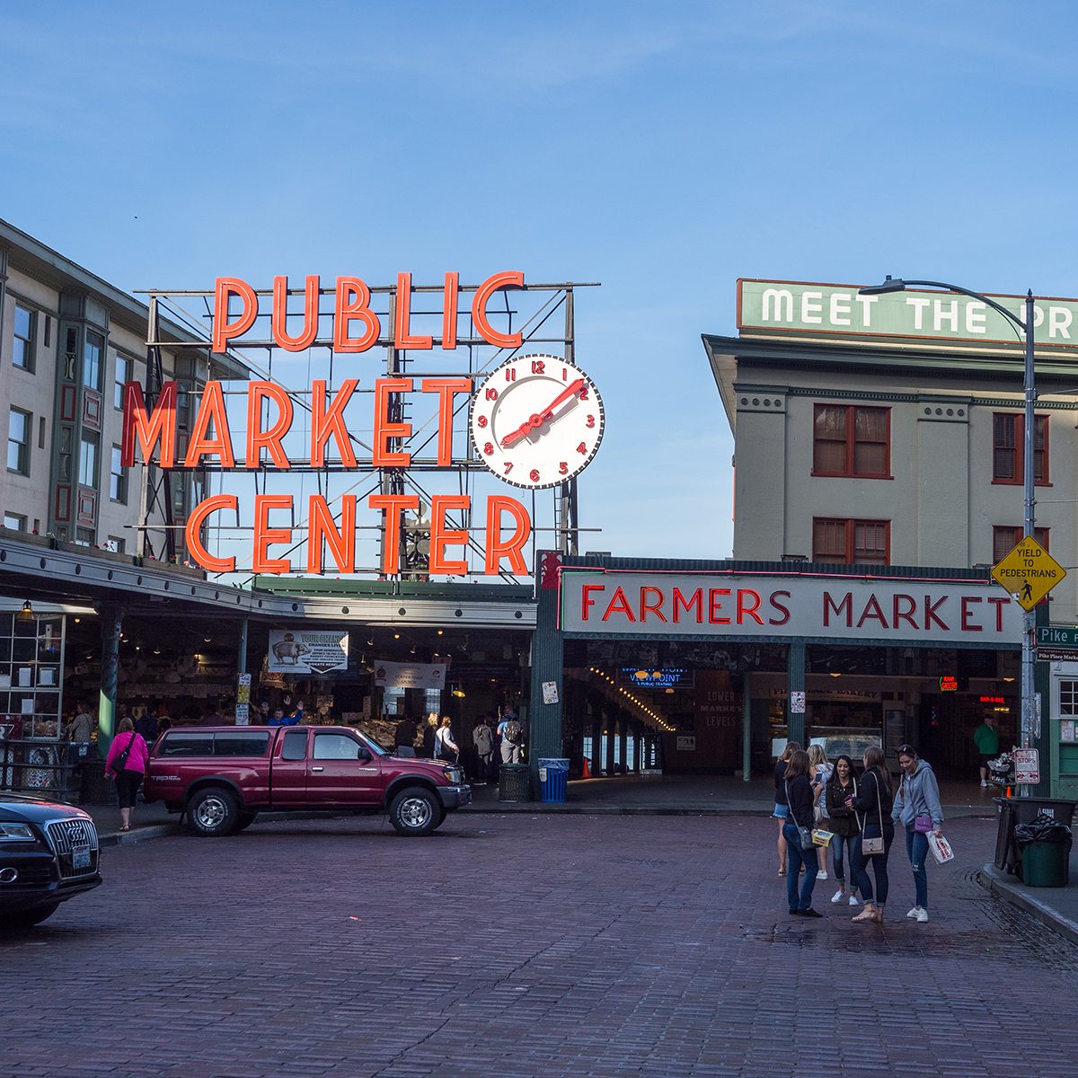 Seattle, Washington - May 27, 2018: Pike Place Market is a public market in Seattle and one of the oldest farmer