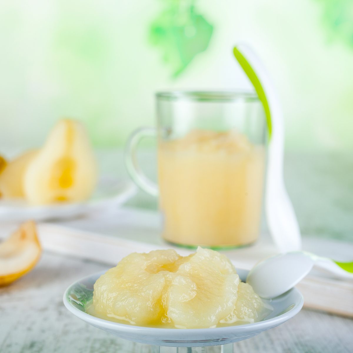 Pear puree for baby nutrition