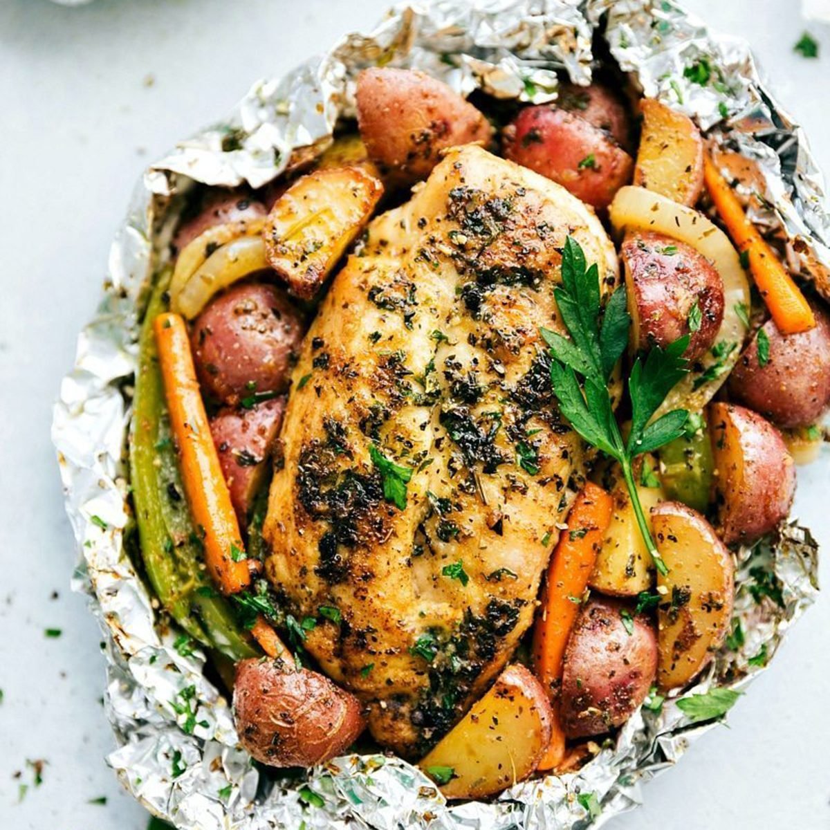 Foil Pack Italian Chicken and Veggies