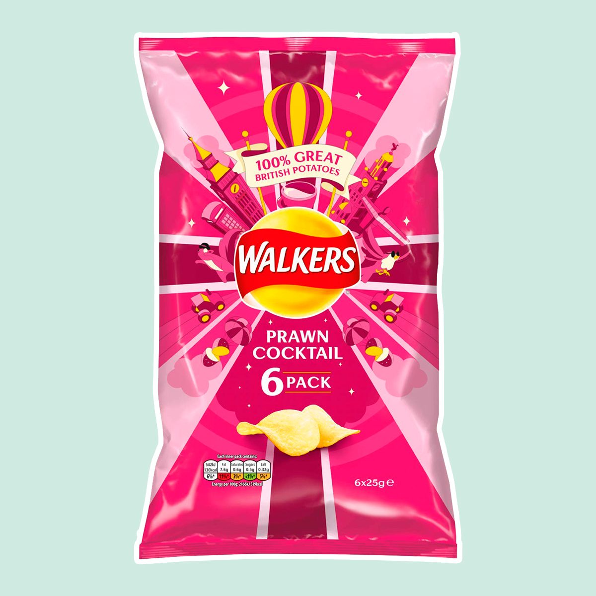 Walkers Crisps - Prawn Cocktail (6x25g)