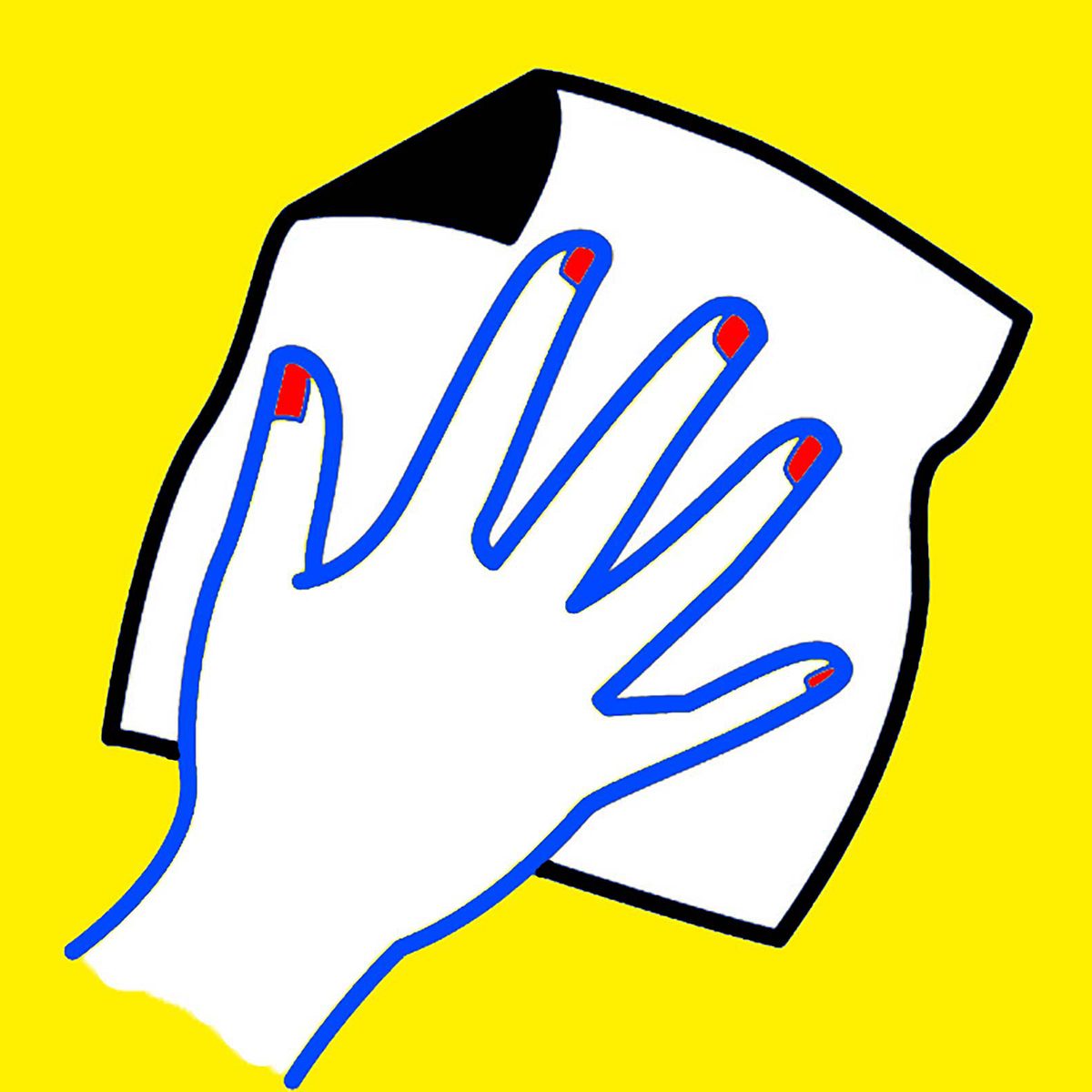 Hand wiping with a rag