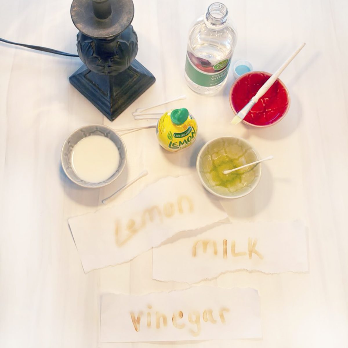 Homemade invisible ink experiment