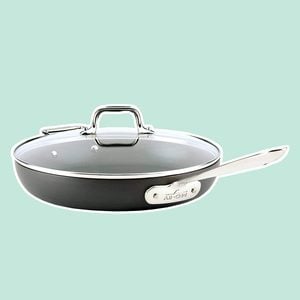 All-Clad HA1 Hard Anodized Nonstick Frying Pan with Lid, 12 Inch Pan Cookware, Medium Grey (Renewed)