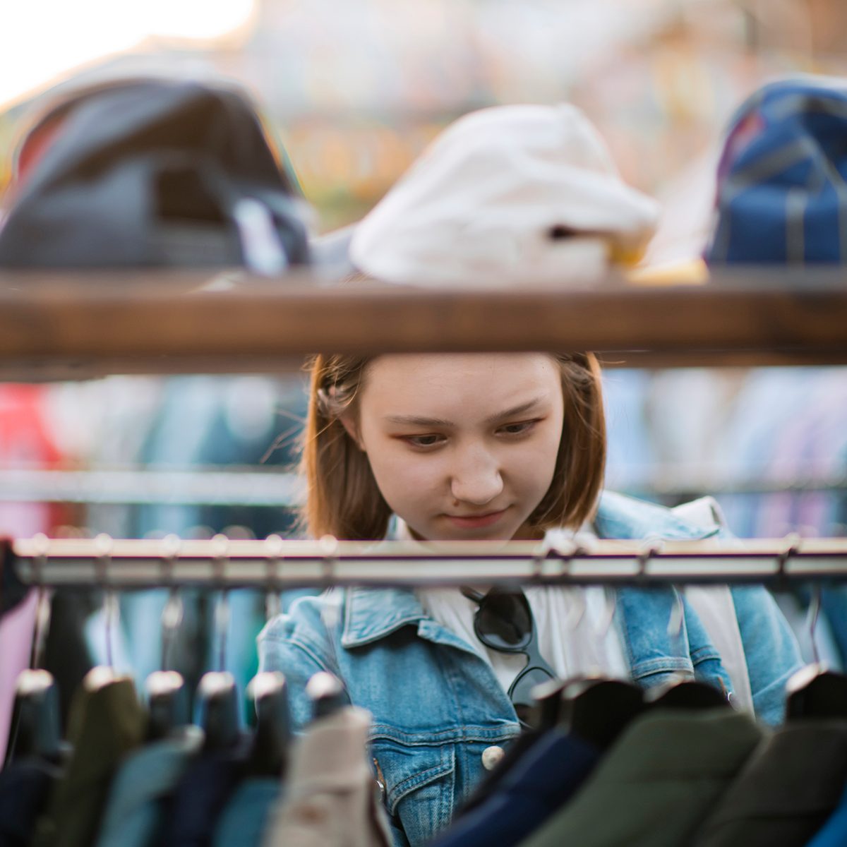 Teenager shopping at a flea market
