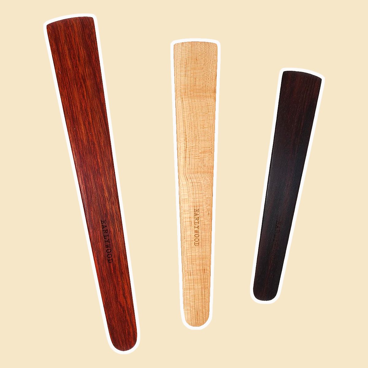 3-Piece Wood Kitchen Utensil Set: 3 Thin Wood Cooking Spatulas. Multipurpose wooden spatula set, great for flipping, sauteing, tasting, stirring. Handmade Wooden Utensils Set, Made in USA - BME