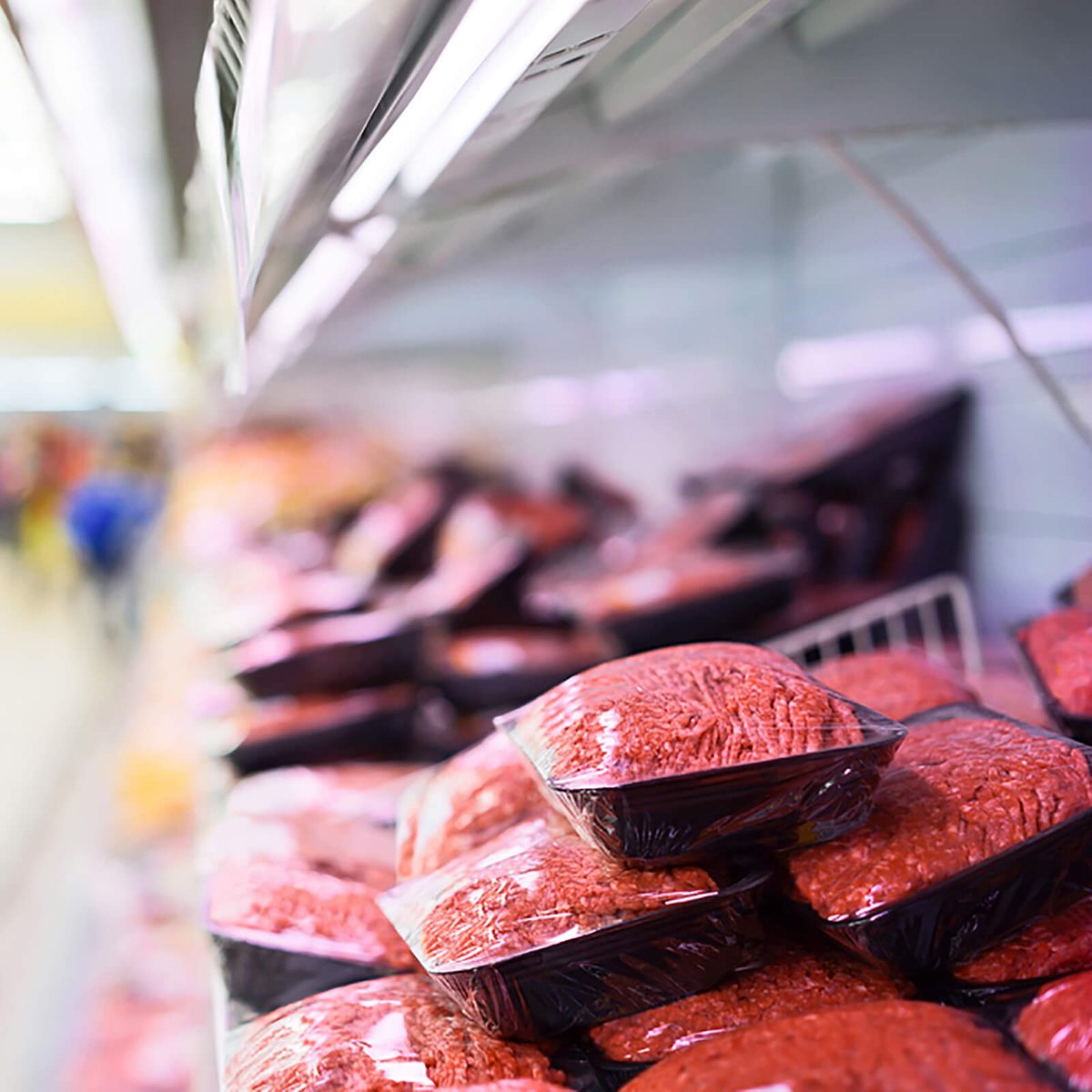 Fresh mincemeat packaged laid out on shelf of supermarket; Shutterstock ID 314839016; Job: RD