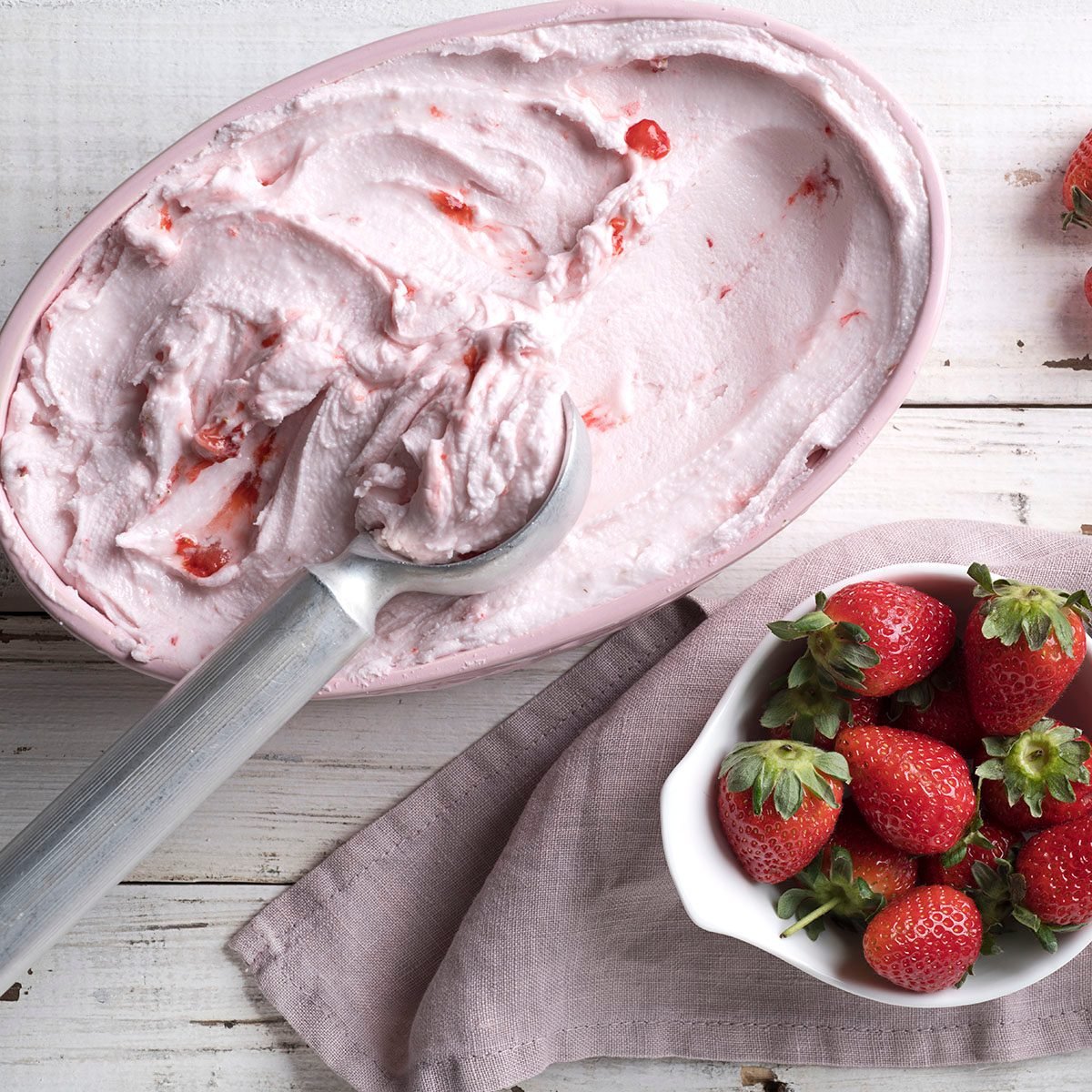 Delicious strawberry ice cream for a hot summer day.